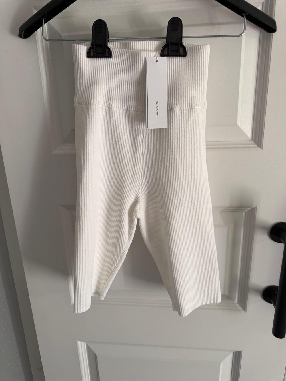 Women’s Ribbed White High-Waist Bike Shorts small